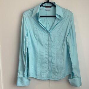 Thomas Pink Mint Blue Slim Fit Stretch Long Sleeve Dress Shirt Size 8(Small)